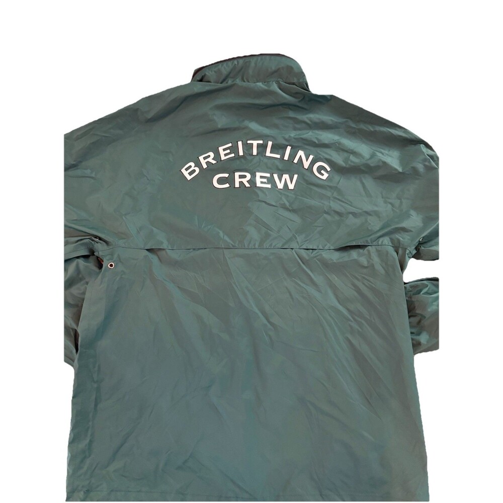 Breitling Watches Crew Jacket Windproof Anorak Size Med Green W/zip In Hood Lux